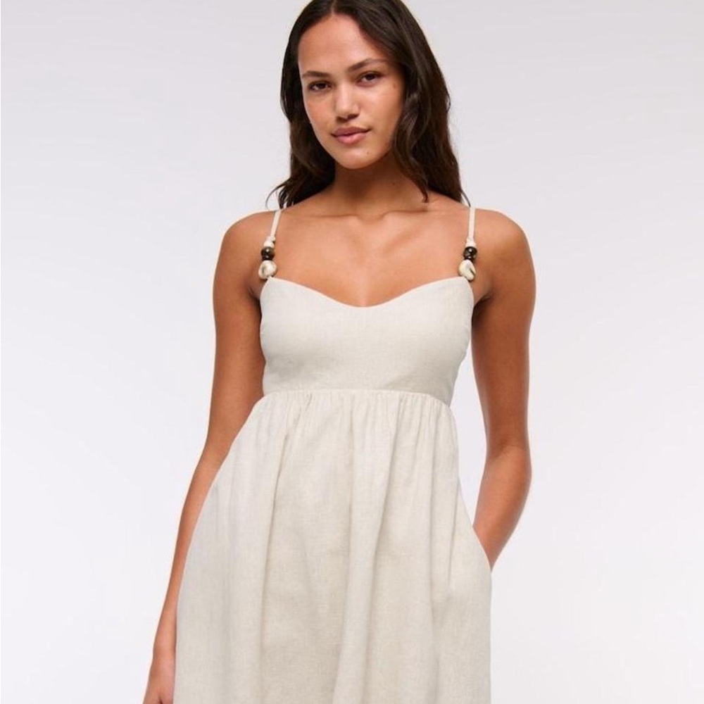 Abercrombie & Fitch Natural-Beaded Strap Mini Dress
